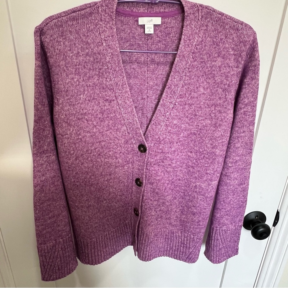 J.Jill Purple Button Down Cardigan Cotton Blend Womenβs MP Cottagecore Cozy